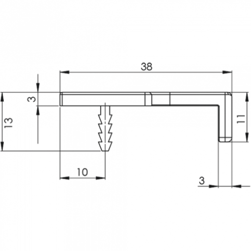 Profil TRIM Aluminium glanz verchromt L: 595 mm B: 38 mm H: 13 mm